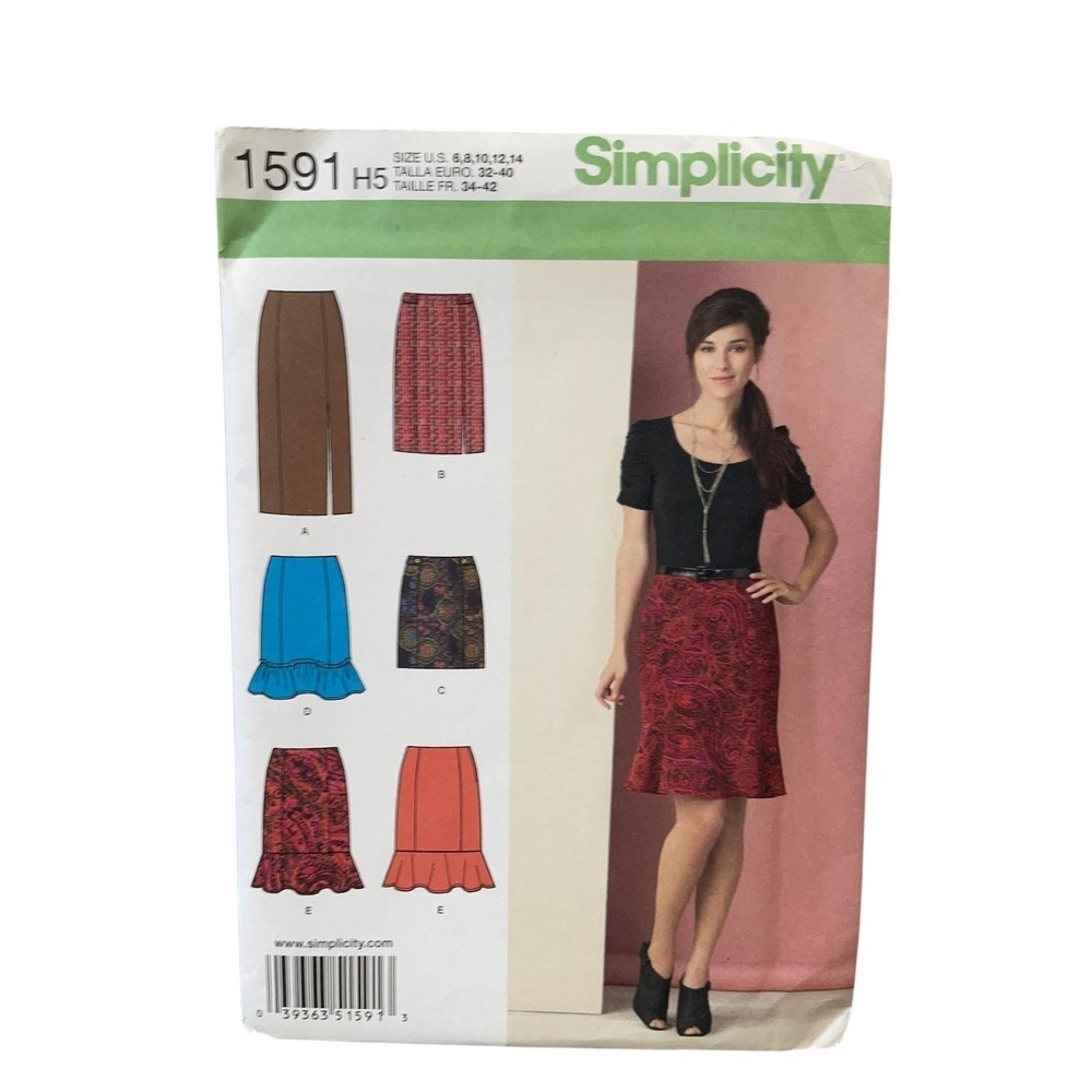 Simplicity 1591 Misses Skirt Sewing‎ Pattern Sizes 6-14